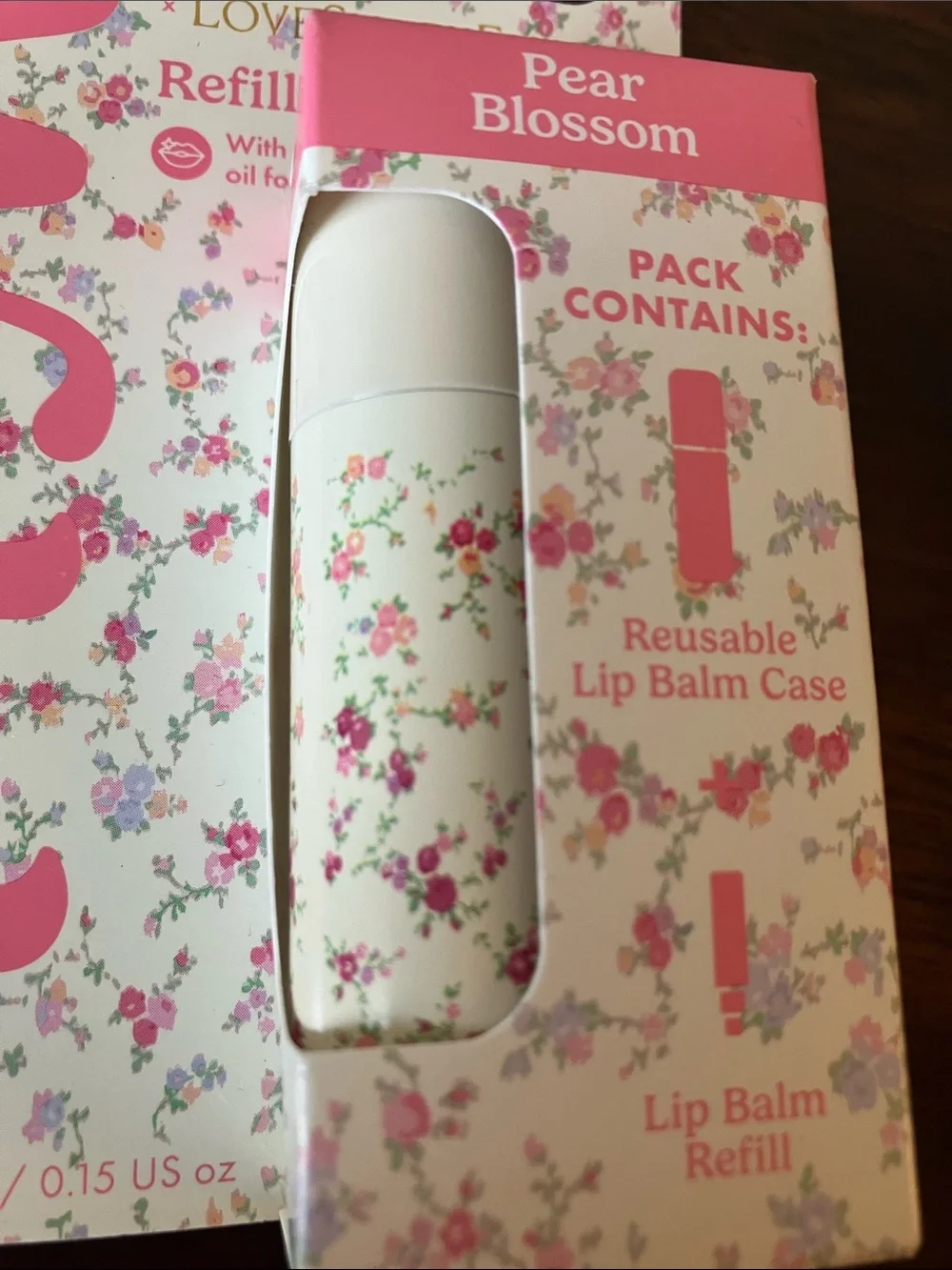 LoveShackFancy x Wild: Pear Blossom Lip Balm Case — White with Pink Floral